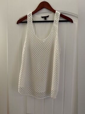 Banana Republic White Lattice Scoop Neck Tank, Size XS